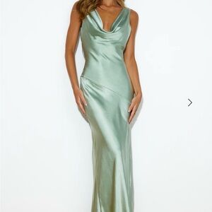 Hello Molly Sage Satin Maxi Dress
